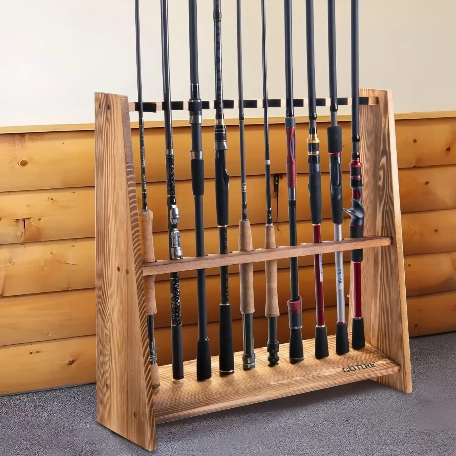 Goture Carbonized Pine Wood Fi - Fishing Rod Rack incelemesi ve fiyatı