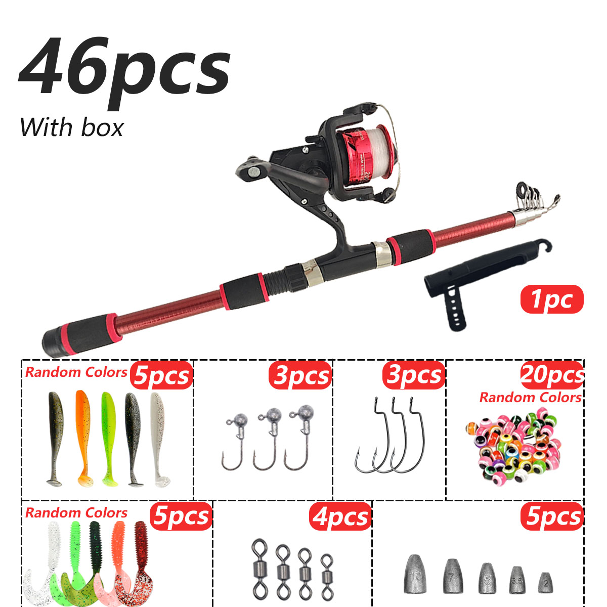 46Pcs Telescopic Fishing Rod R - Fishing Rod Combo incelemesi ve fiyatı