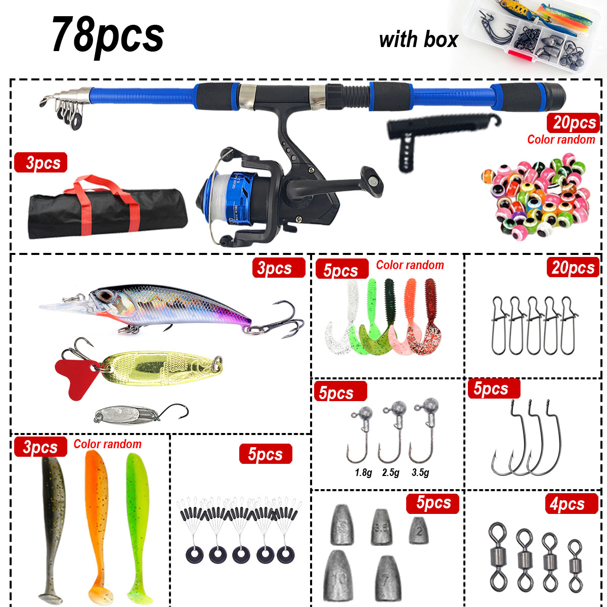 46Pcs Telescopic Fishing Rod R - Fishing Rod Combo incelemesi ve fiyatı