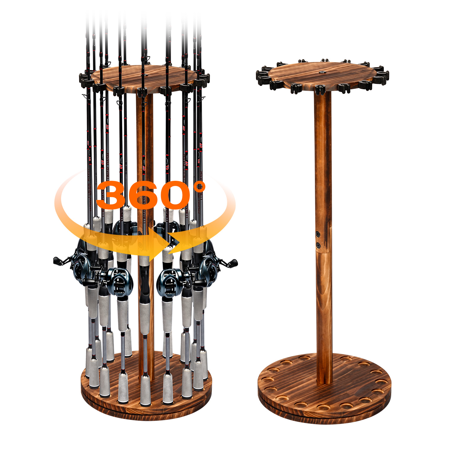 Round Carbonized Wood Fishing  - Fishing Rod Rack incelemesi ve fiyatı