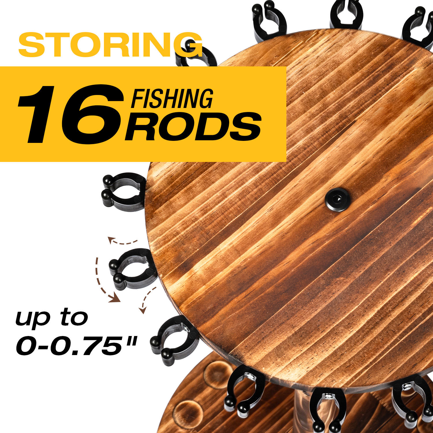 Round Carbonized Wood Fishing  - Fishing Rod Rack incelemesi ve fiyatı