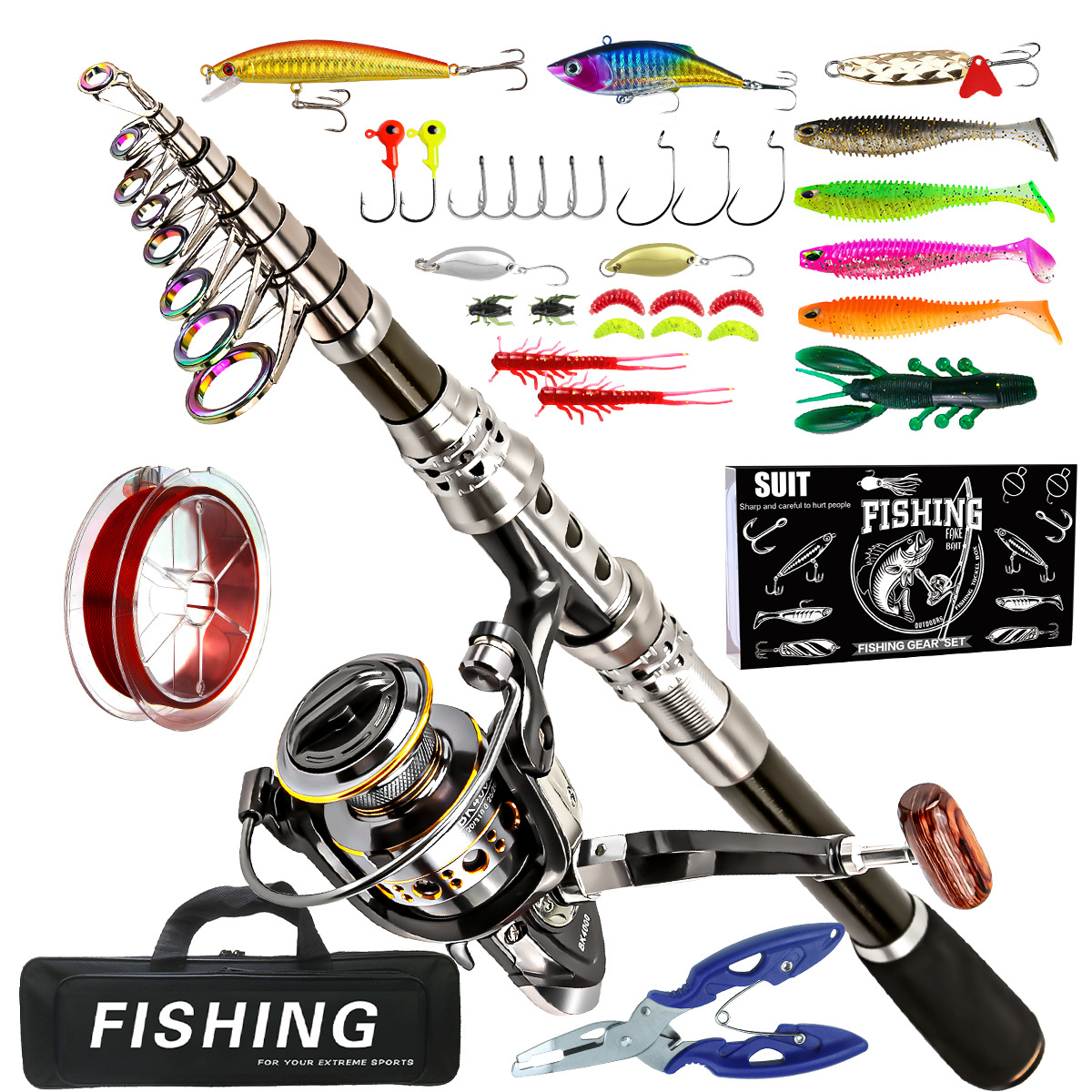 Fishing Pole Set Full Kits Wit - Fishing Rod Spinning incelemesi ve fiyatı