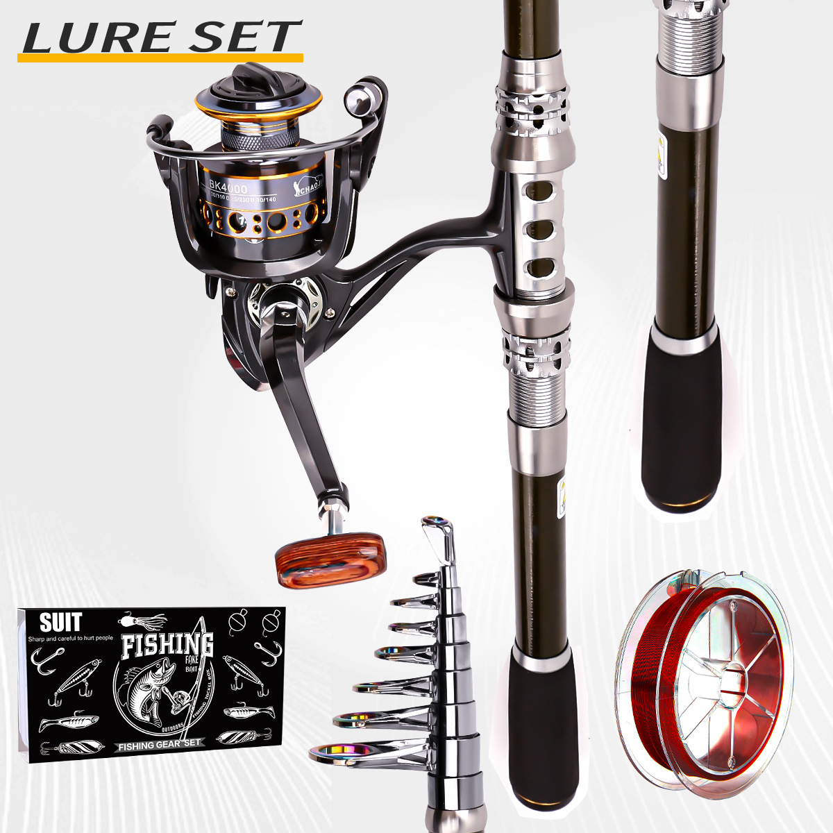 Fishing Pole Set Full Kits Wit - Fishing Rod Spinning incelemesi ve fiyatı